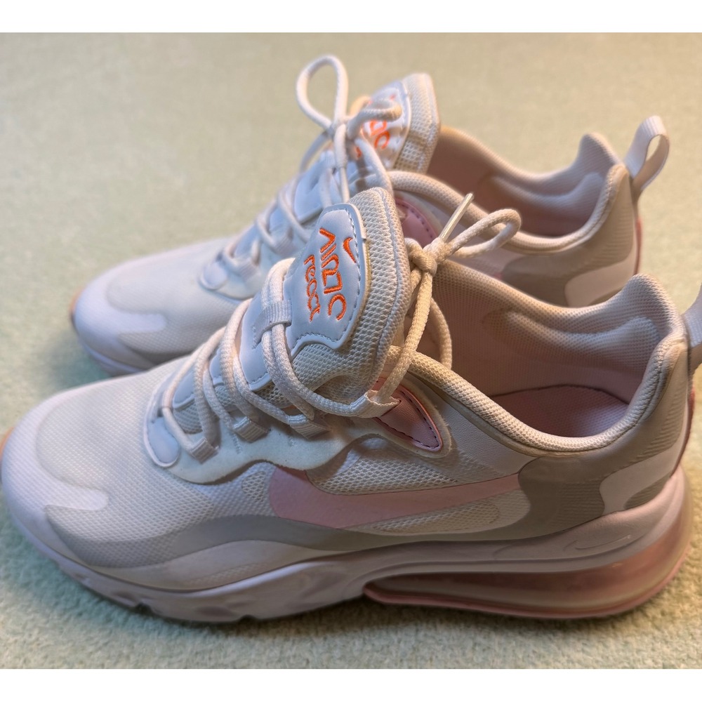 Nike Air Max 270 React Women White Pink Orange Sneakers CZ0372-101 Size 8